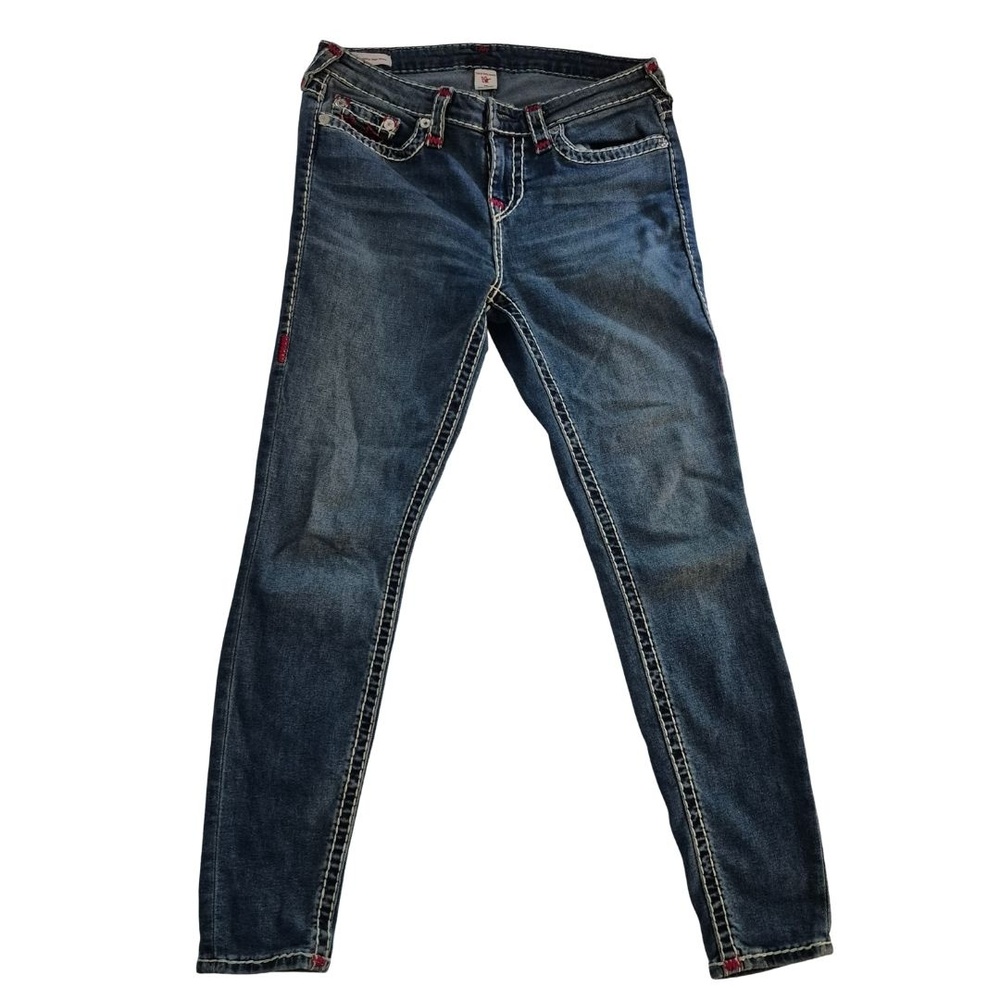 True Religion Halle Jeans Mid Rise Super Skinny Distressed Women’s Size 29